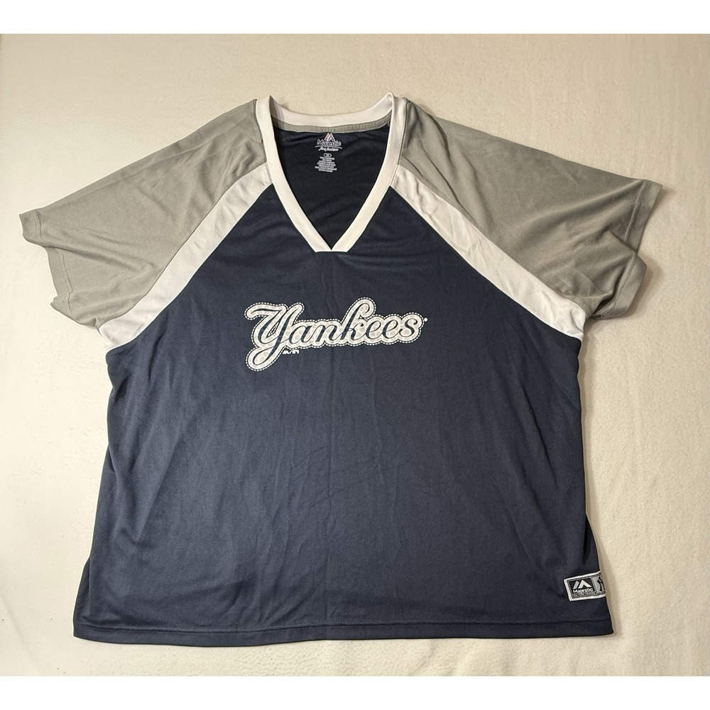 New York Yankees Majestic Jersey Fan Fashion Blue White MLB Women's 3XL